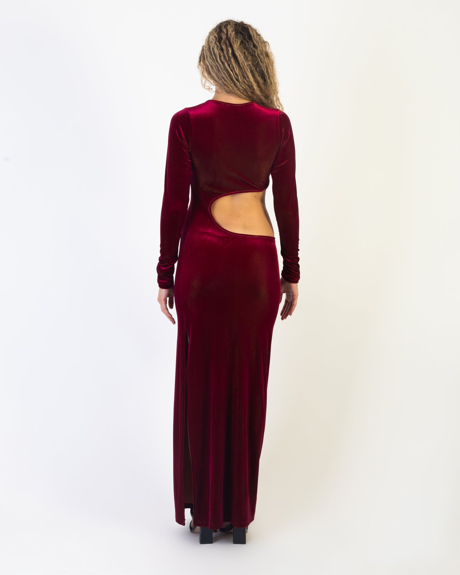 Moonlit Velvet Dress - Burgundy