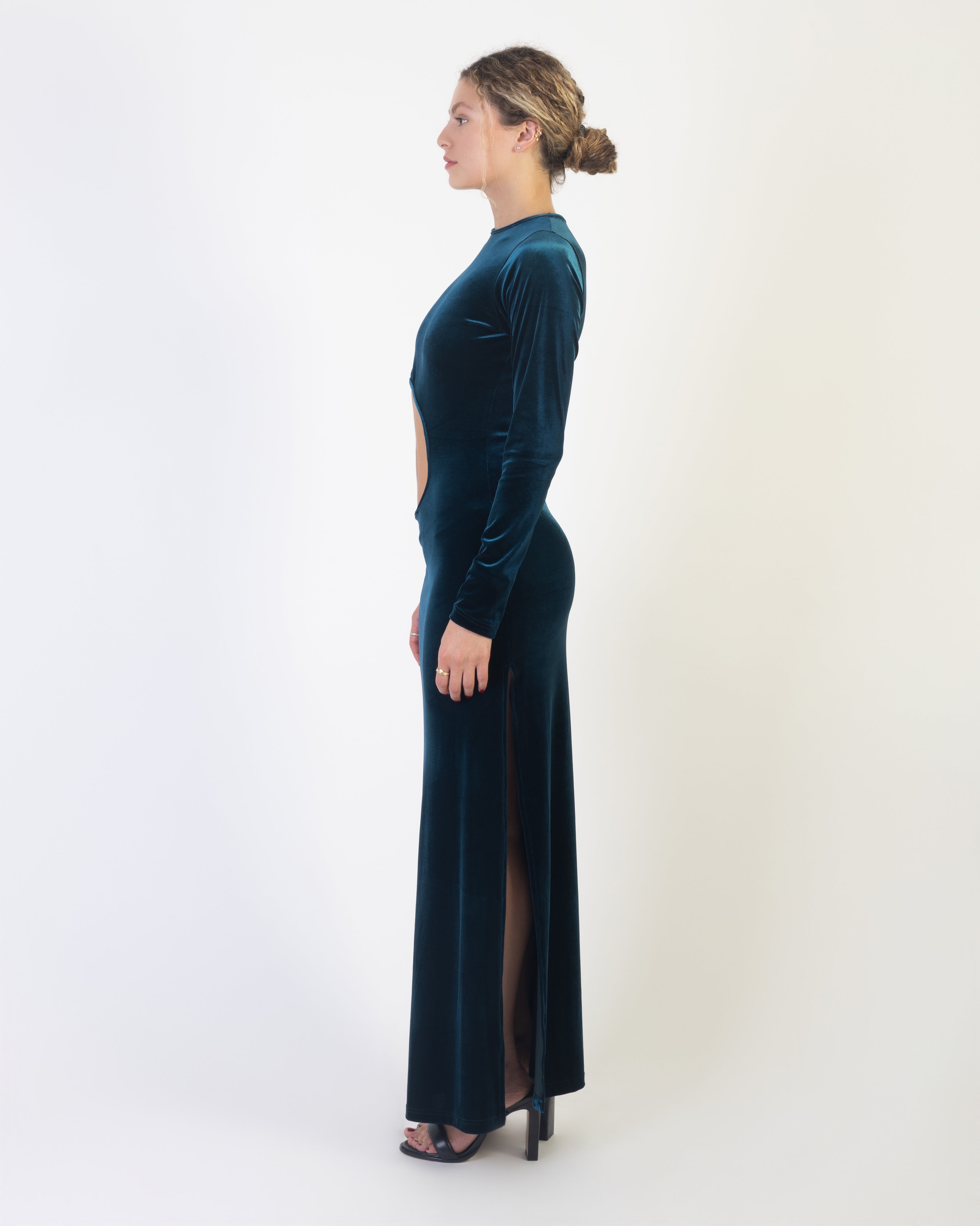 Moonlit Velvet Dress - Blue