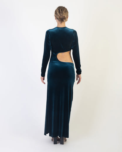 Moonlit Velvet Dress - Blue